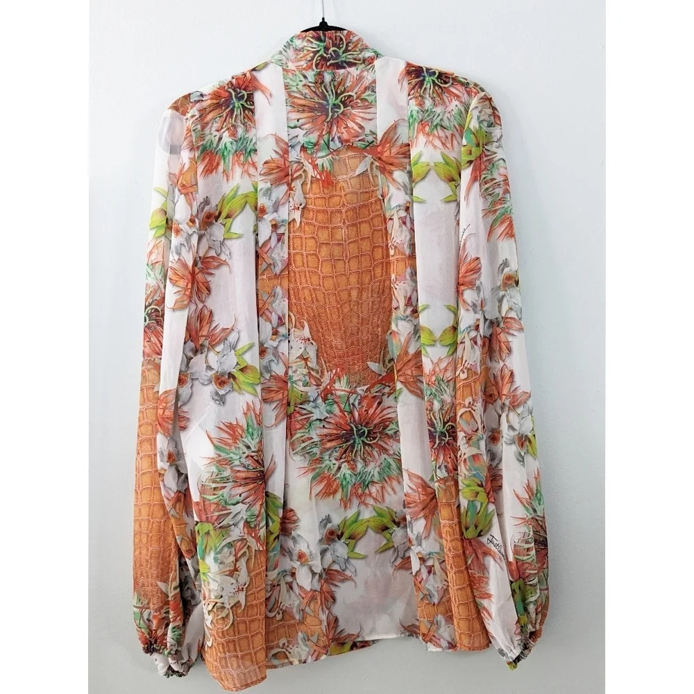 Roberto Cavalli Just Cavalli Floral Tie Neck Blouse - Picture 10 of 10